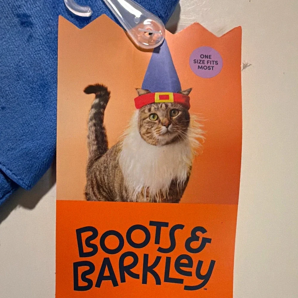 Boots & Barkley Cat Gnome Costume Hat in Blue w/ White Beard